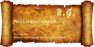 Mallinger Gergő névjegykártya